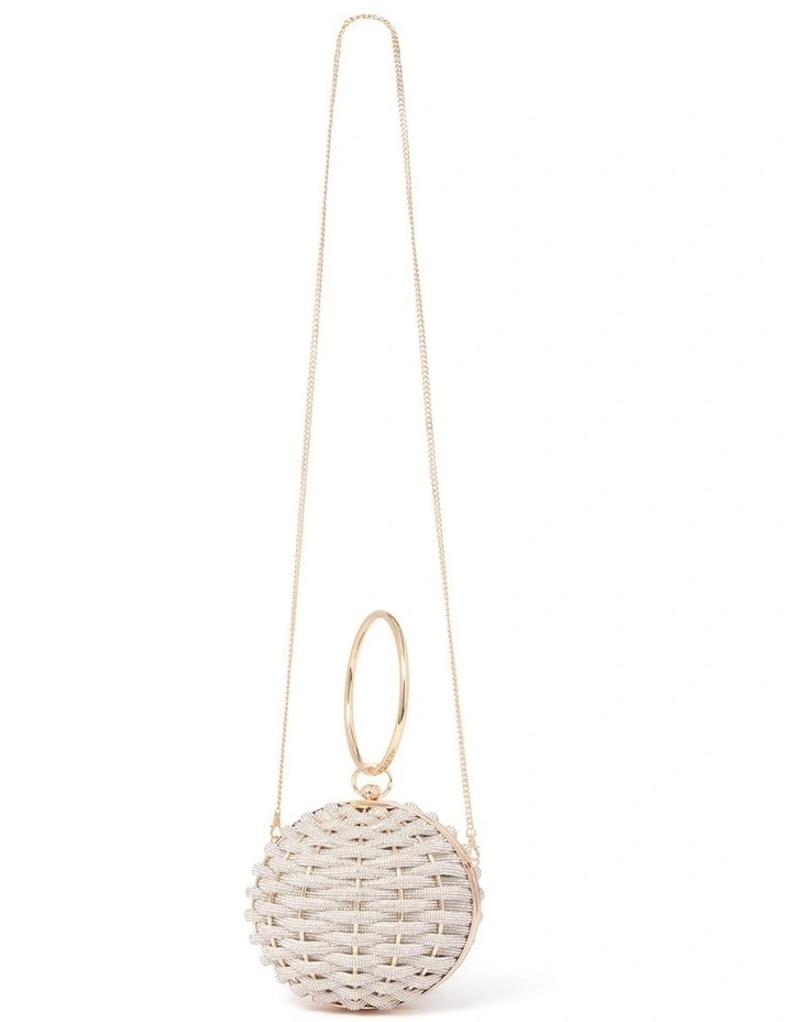 Signature Wynnie Woven Round Clutch in Silver image 4