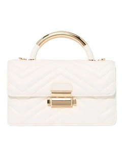 Mandy Metal Top Handle Bag in White