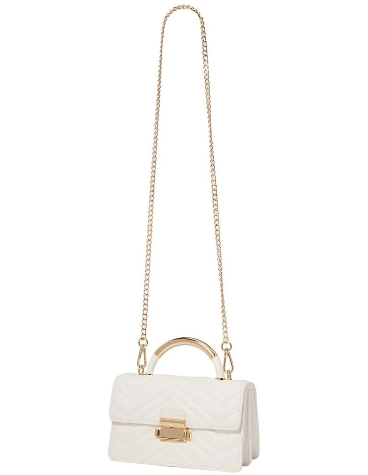 Mandy Metal Top Handle Bag in White image 3