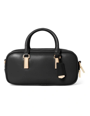 Signature Terri Metal Trim Barrel Bag in Black