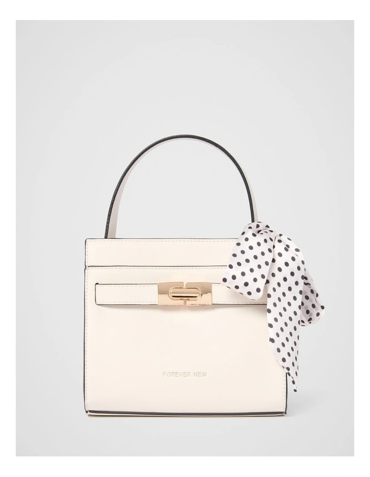 Serin Small Lock Top Handle Bag in White image 1