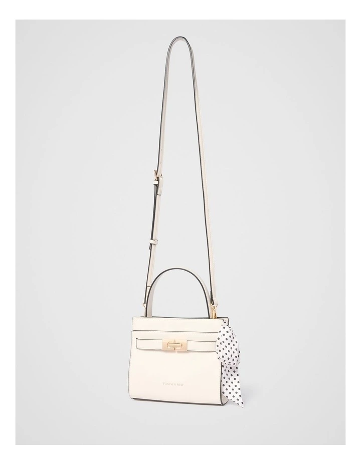 Serin Small Lock Top Handle Bag in White image 4