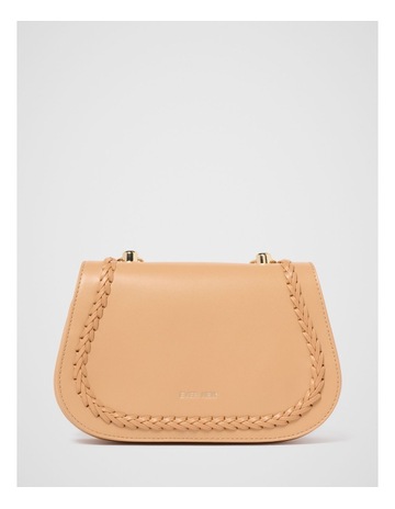 Cass Weave Detail Crossbody Bag in Brown