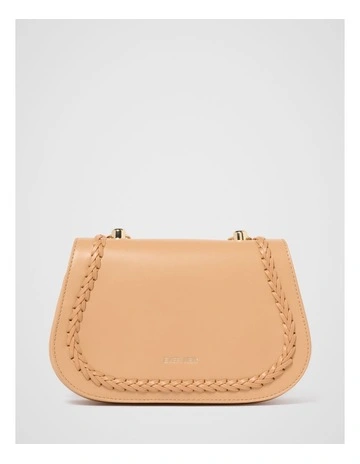 Cass Weave Detail Crossbody Bag in Brown
