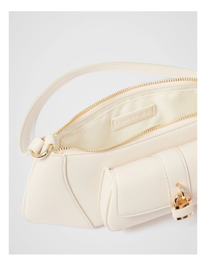 Verity Lock Shoulder Bag in Cream image 3