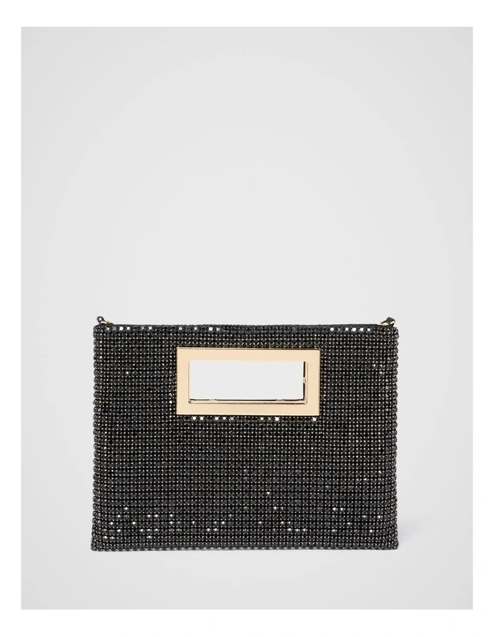 Mary Metal Handle Clutch Bag in Black image 1