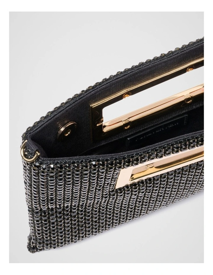Mary Metal Handle Clutch Bag in Black image 3