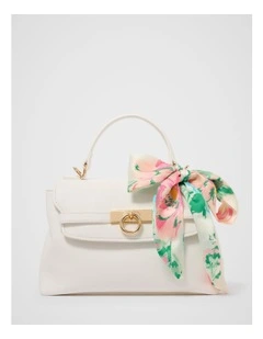 Amilia Lock Top Handle Bag in White