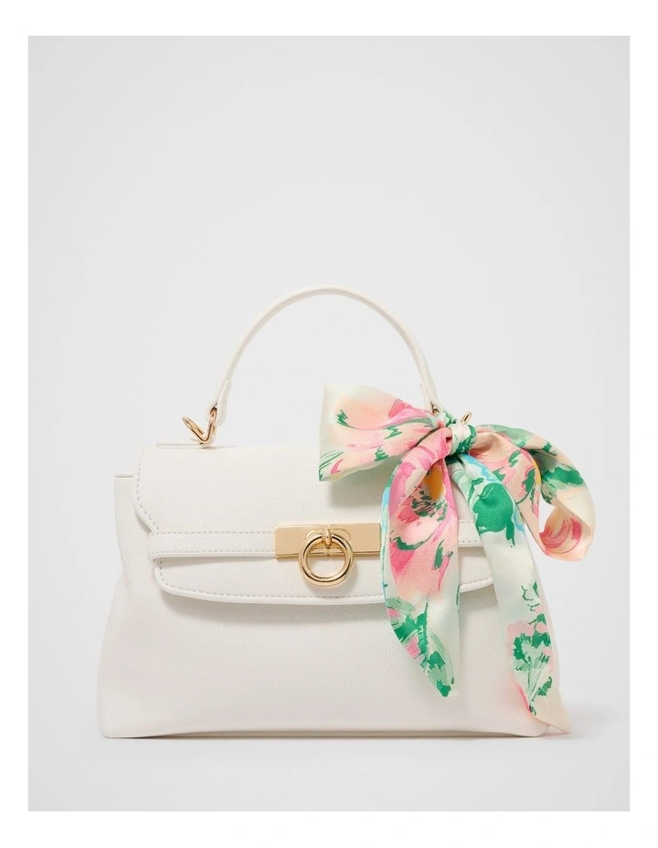 Amilia Lock Top Handle Bag in White image 1