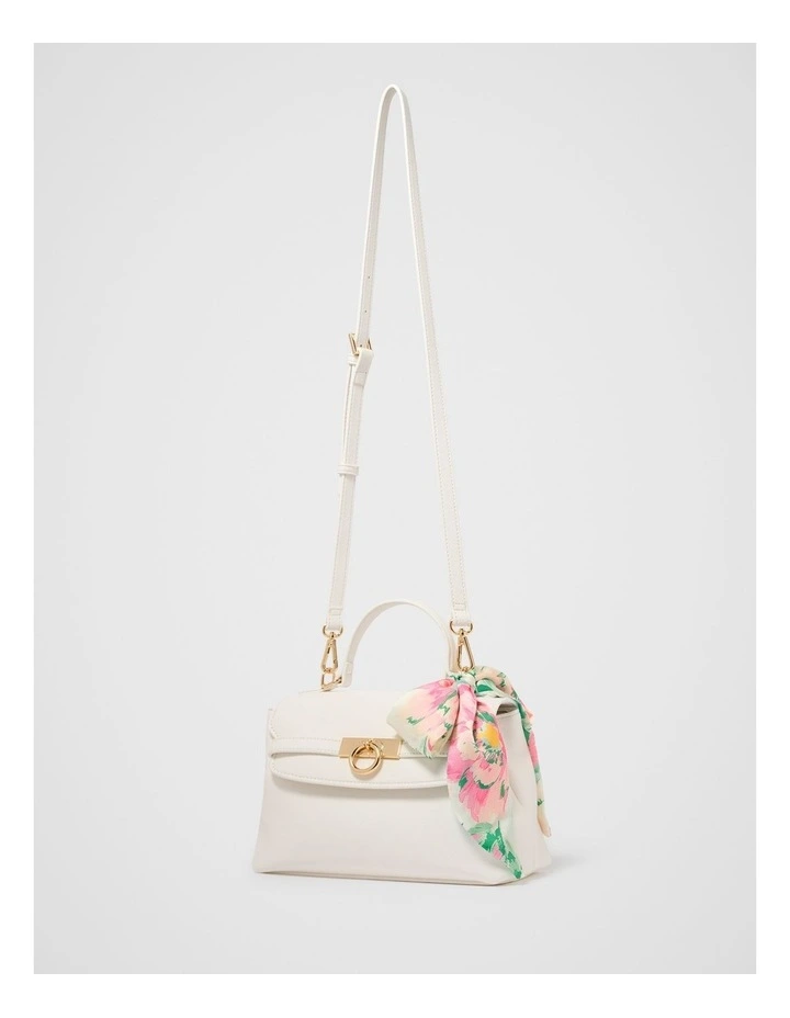 Amilia Lock Top Handle Bag in White image 4