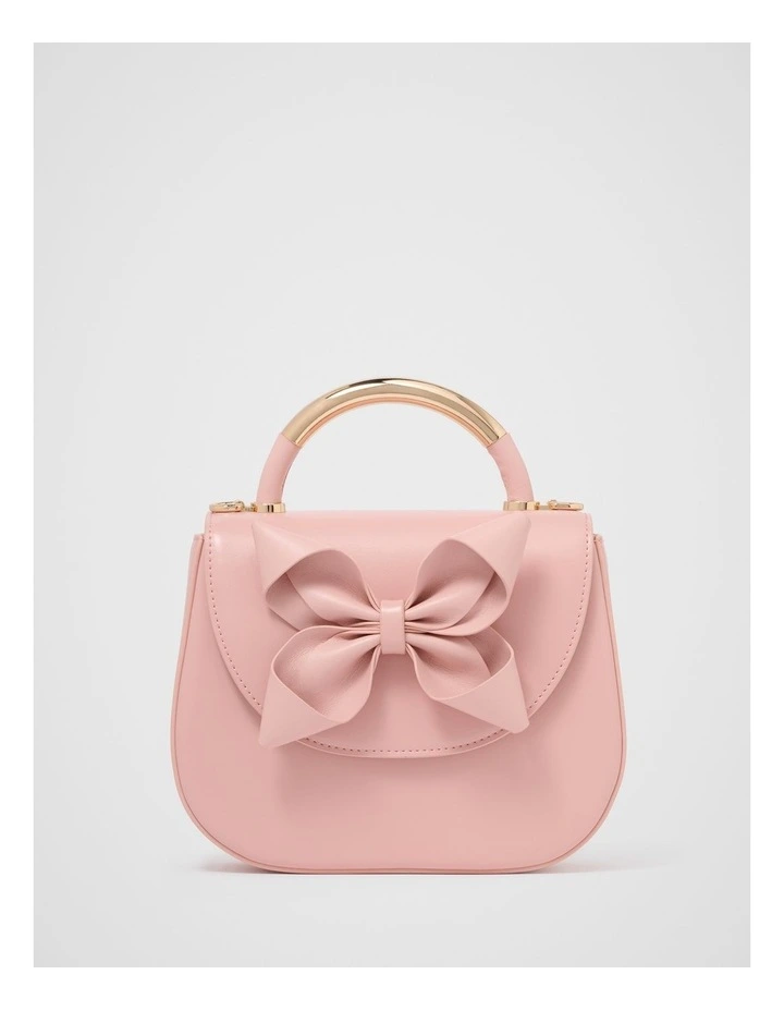 Melanie Bow Metal Handle Bag in Pink image 1