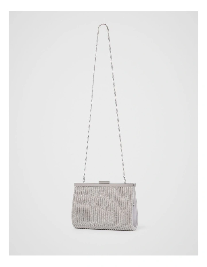 Amanda Sparkle Frame Clutch Bag in Silver image 3