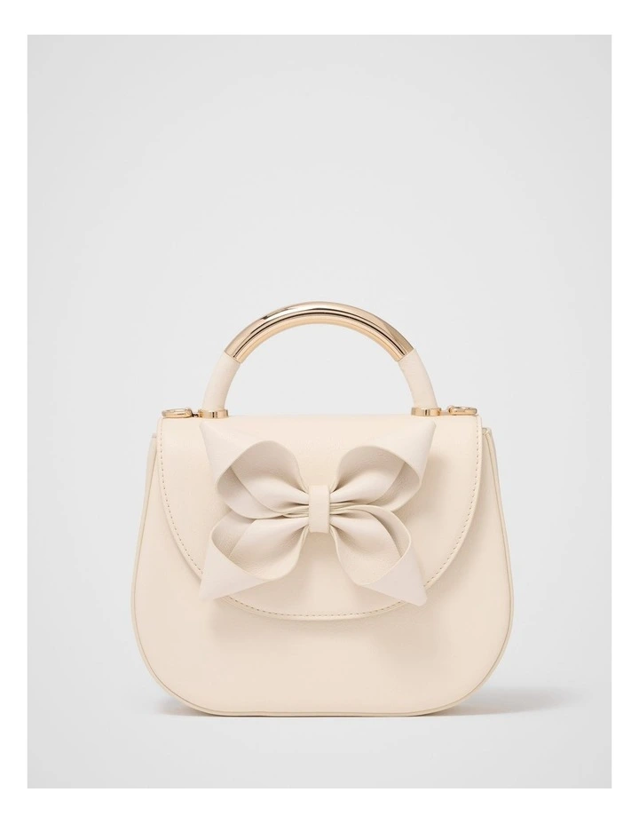 Melanie Bow Metal Handle Bag in Cream image 1