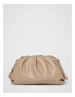 Sierra Soft Ruched Clutch in Beige