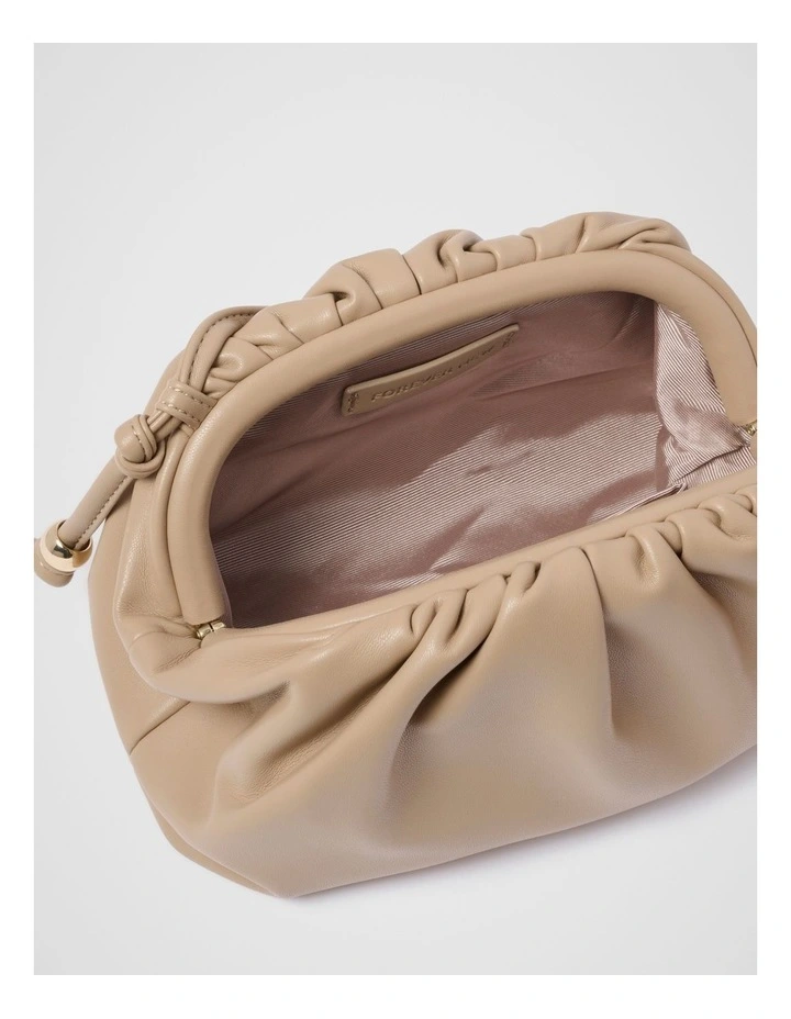 Sierra Soft Ruched Clutch in Beige image 3