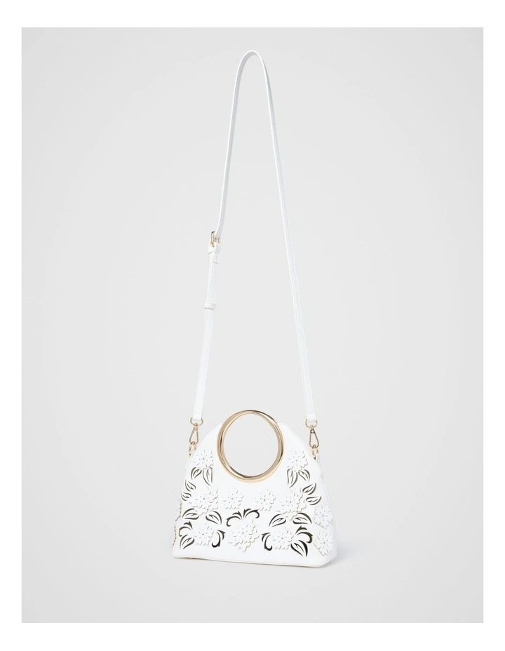 Mavin Cutout Floral Metal Handle Bag in White image 4