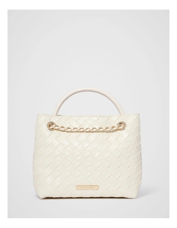 Lillian Weave Small Tote Bag in White image 1