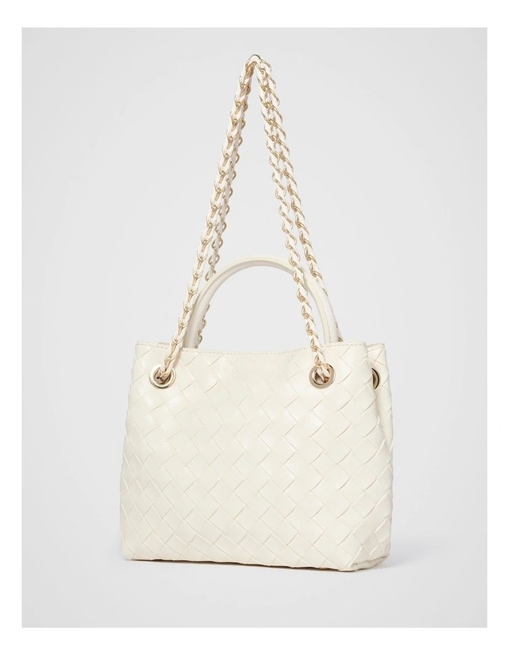 Lillian Weave Small Tote Bag in White image 2