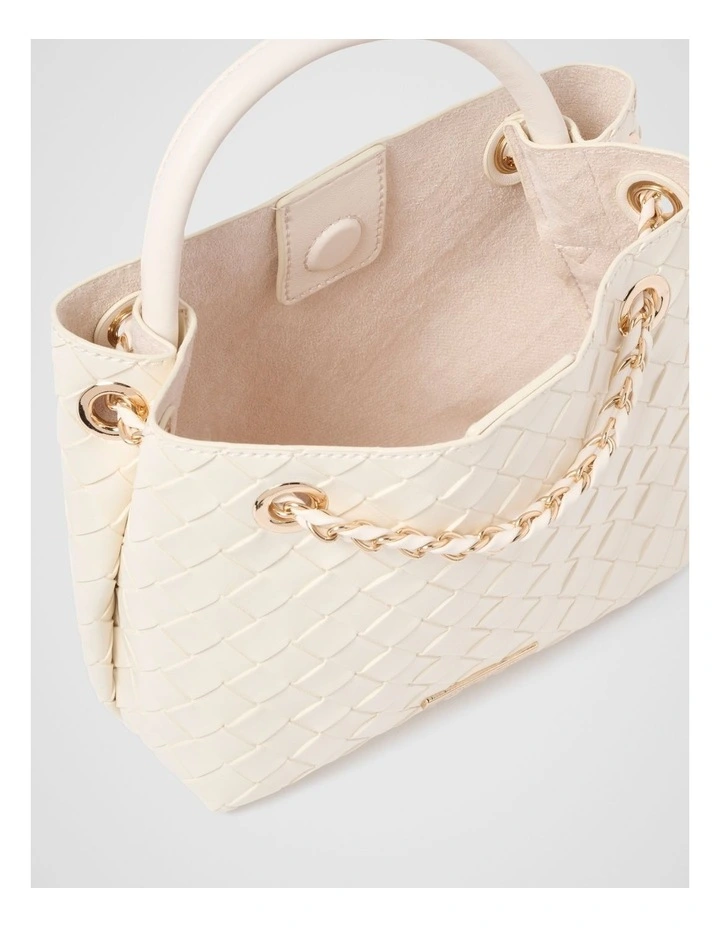 Lillian Weave Small Tote Bag in White image 3