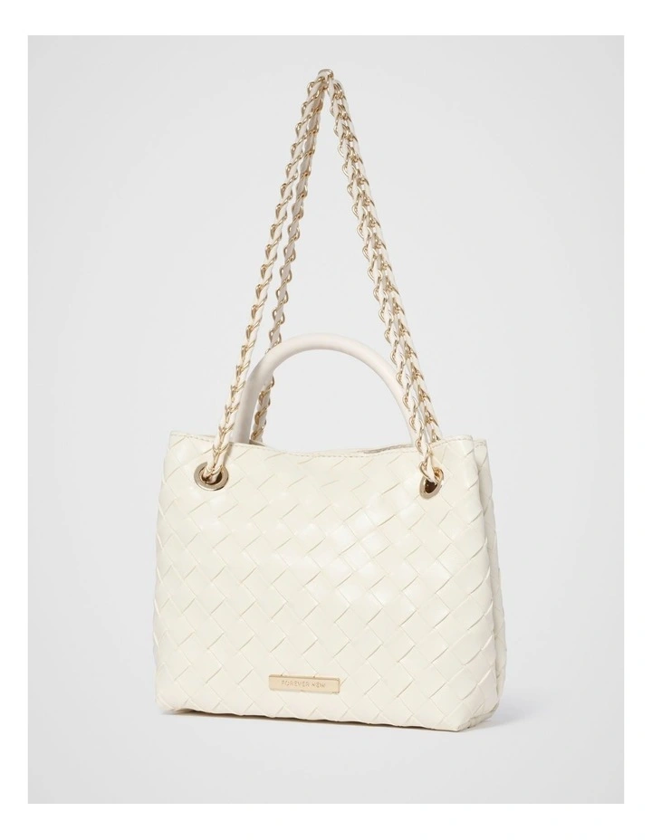 Lillian Weave Small Tote Bag in White image 4