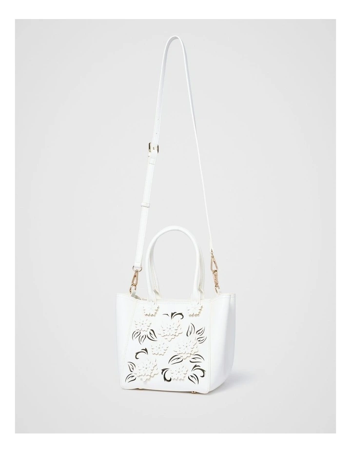 Clementine Cutout Floral Tote Bag in White image 4