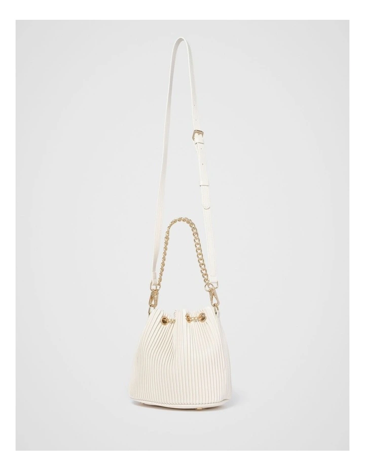 Dahlia Drawstring Pleated Bucket Bag in Cream image 2
