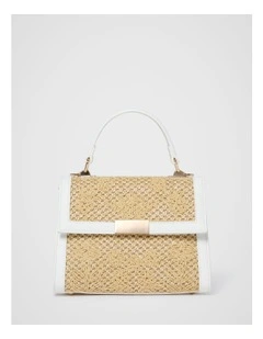 Fiora Floral Crochet Top Handle Bag in White