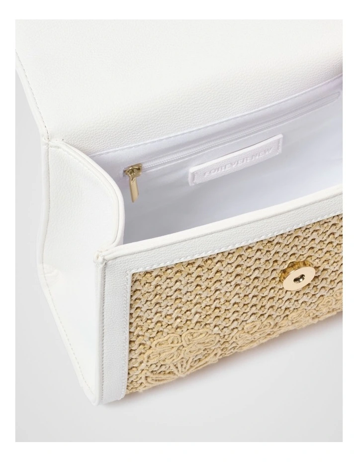 Fiora Floral Crochet Top Handle Bag in White image 3