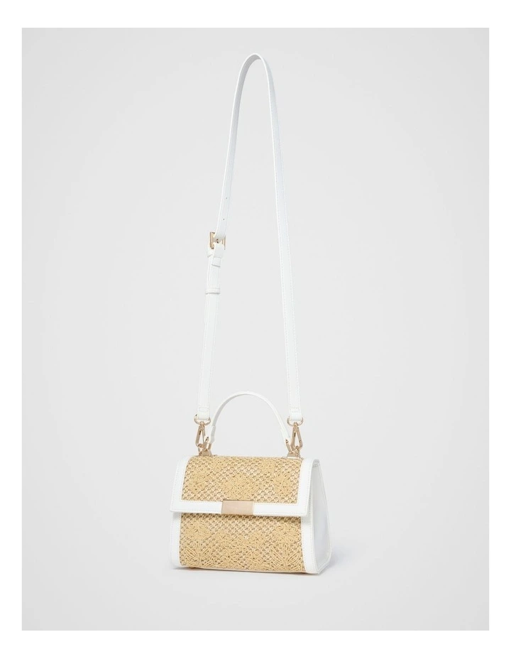 Fiora Floral Crochet Top Handle Bag in White image 4