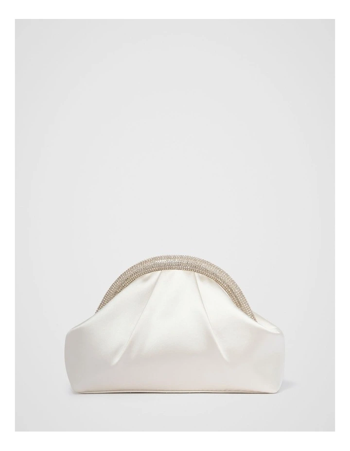 Shayla Shiny Frame Clutch in White image 1