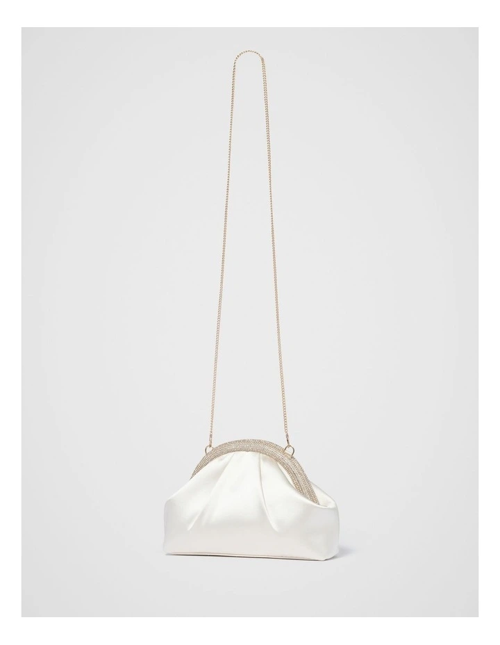 Shayla Shiny Frame Clutch in White image 2