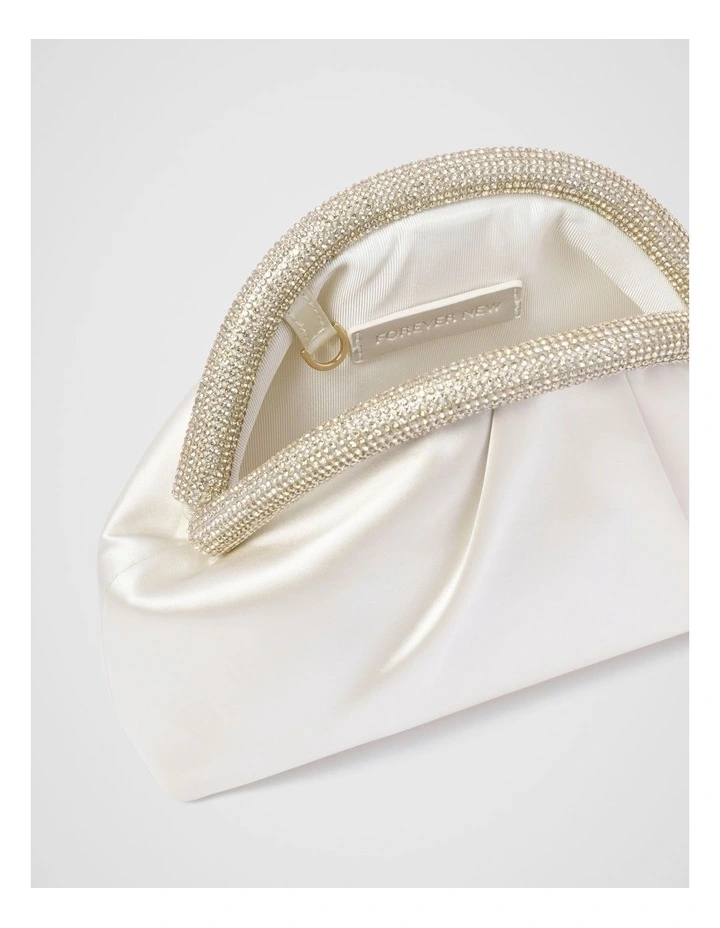 Shayla Shiny Frame Clutch in White image 3