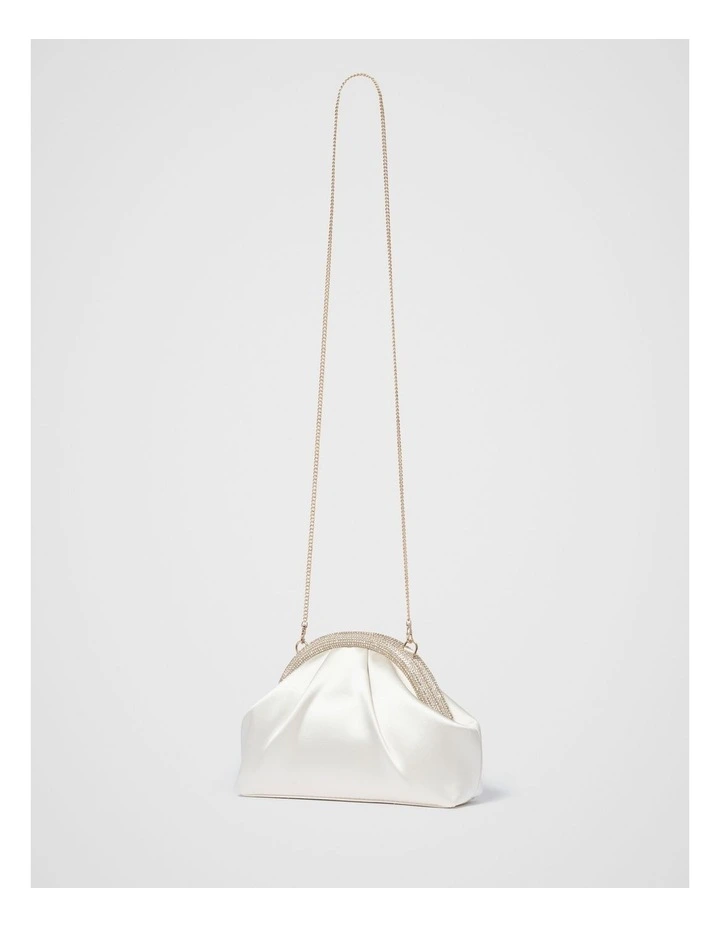 Shayla Shiny Frame Clutch in White image 4