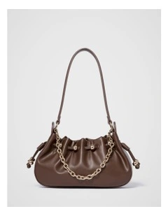 Dakota Drawstring Chain Bag in Chocolate