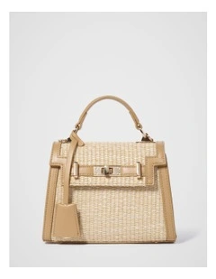 Talia Woven Top Handle Bag in Brown