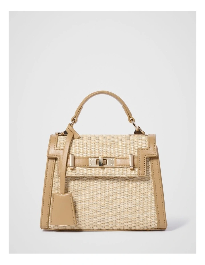 Talia Woven Top Handle Bag in Brown image 1