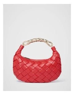 Willa Weave Metal Handle Bag in Red