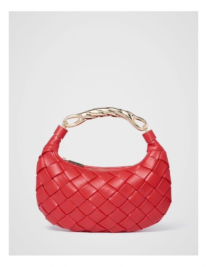 Willa Weave Metal Handle Bag in Red image 1