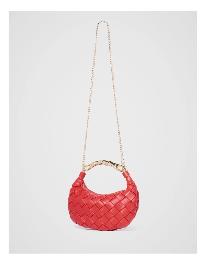 Willa Weave Metal Handle Bag in Red image 2