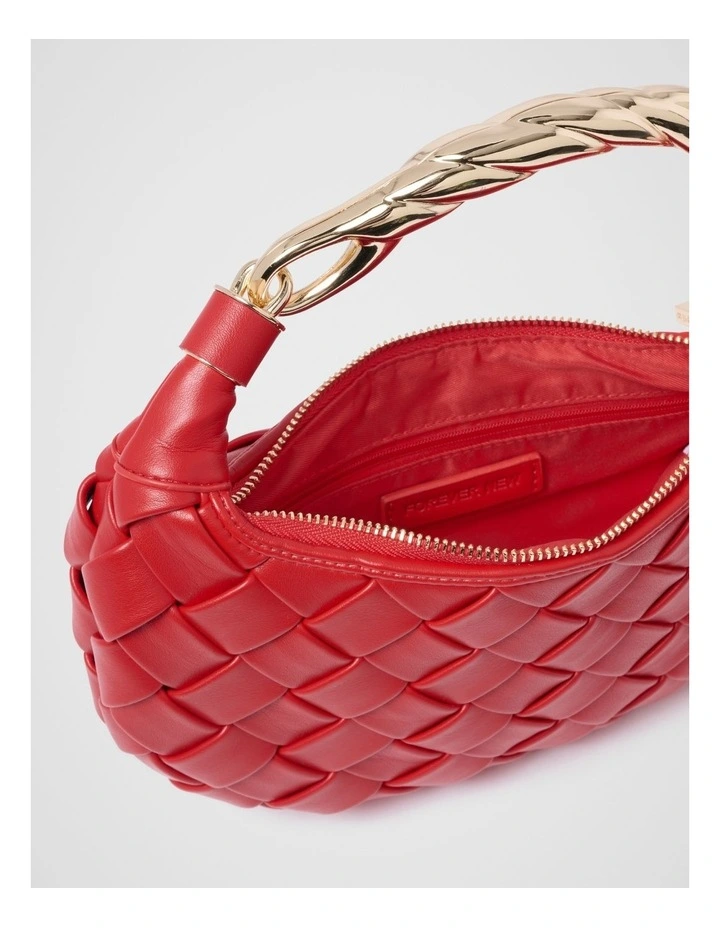 Willa Weave Metal Handle Bag in Red image 3