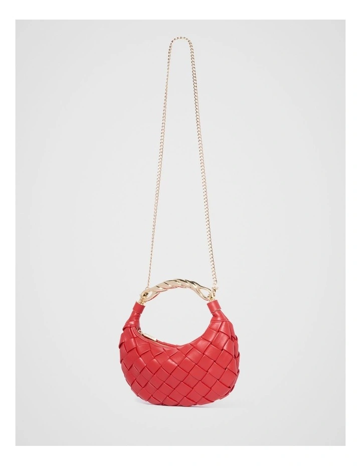 Willa Weave Metal Handle Bag in Red image 4