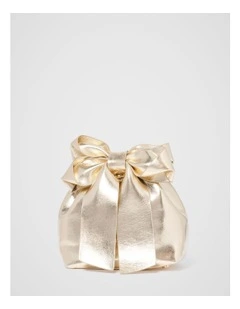Petra Bow Metal Handle Bag in Gold