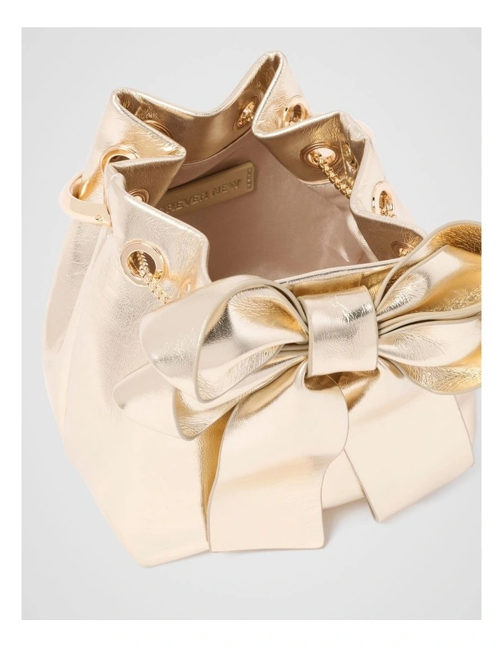 Petra Bow Metal Handle Bag in Gold image 3