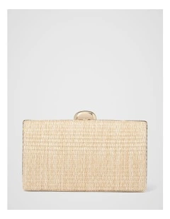 Helena Weave Hardcase Clutch in Cream