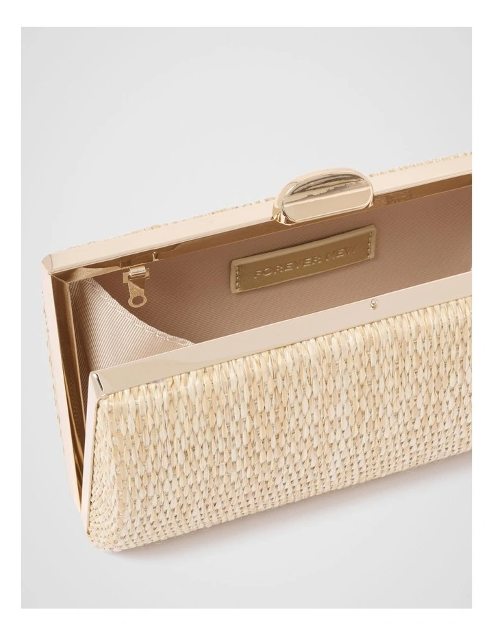 Helena Weave Hardcase Clutch in Cream image 3