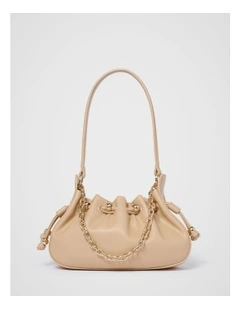 Dakota Drawstring Chain Bag in Beige