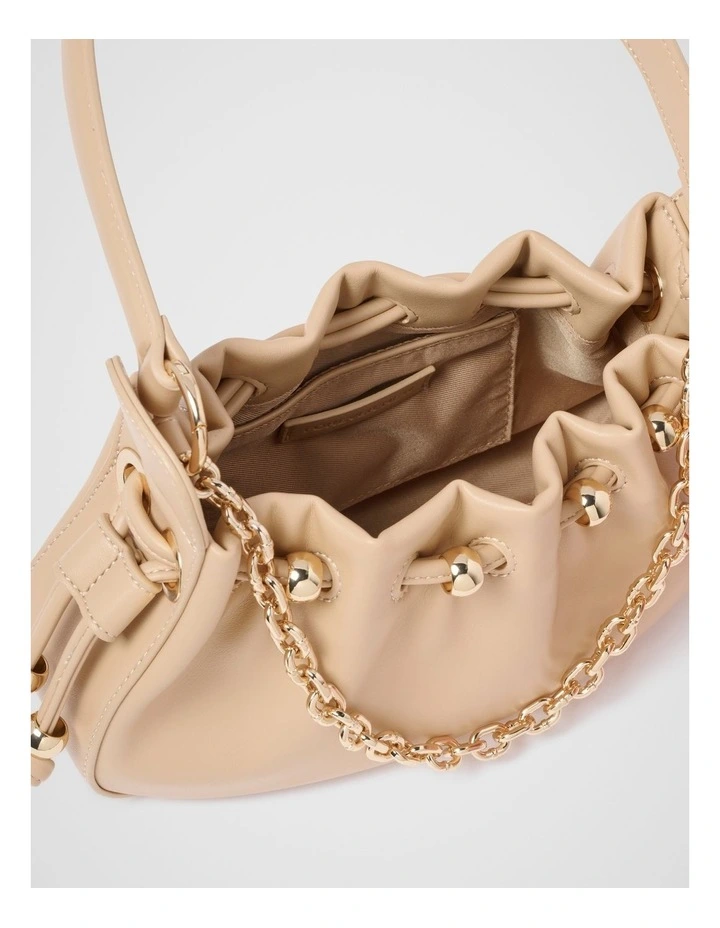 Dakota Drawstring Chain Bag in Beige image 3