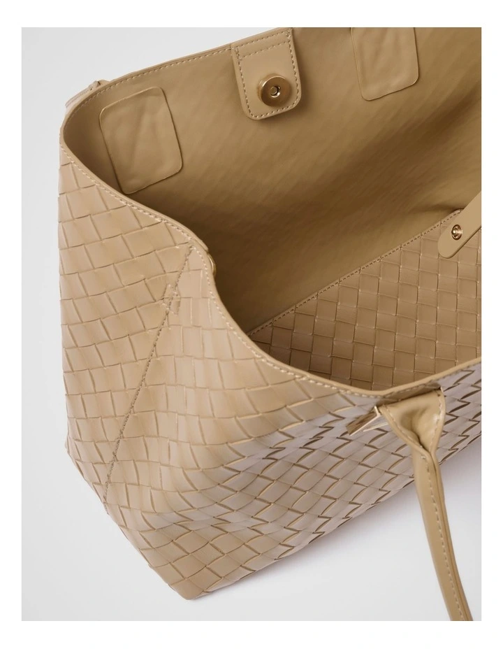 Ariana Weave Medium Tote in Beige image 3