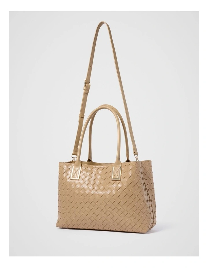 Ariana Weave Medium Tote in Beige image 4