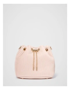 Dahlia Drawstring Pleat Bucket Bag in Pink